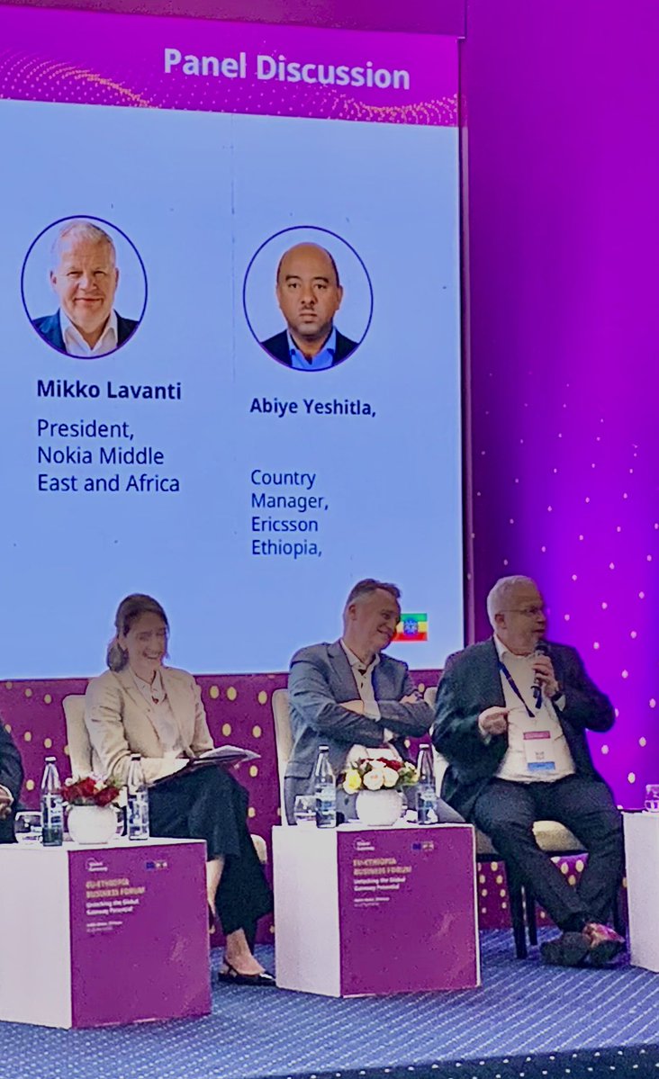 FinlandinETH's tweet image. Welcome to visit the booth of #TeamFinland at #EUEthiopiaBusinessForum today and tomorrow.

Mikko Lavanti of @nokia, a Finnish company, shared perspectives in #digitalization and #connectivity. 

#TeamEurope #GlobalGateway