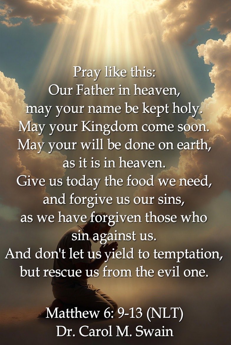 carolmswain's tweet image. Greetings 👋 

Let’s start the day with the Lord’s Prayer. 🙏 

 Let pray it together reflecting on the meaning of each verse. 

How old were you when you memorized this prayer? 
#prayer #Lordsprayer