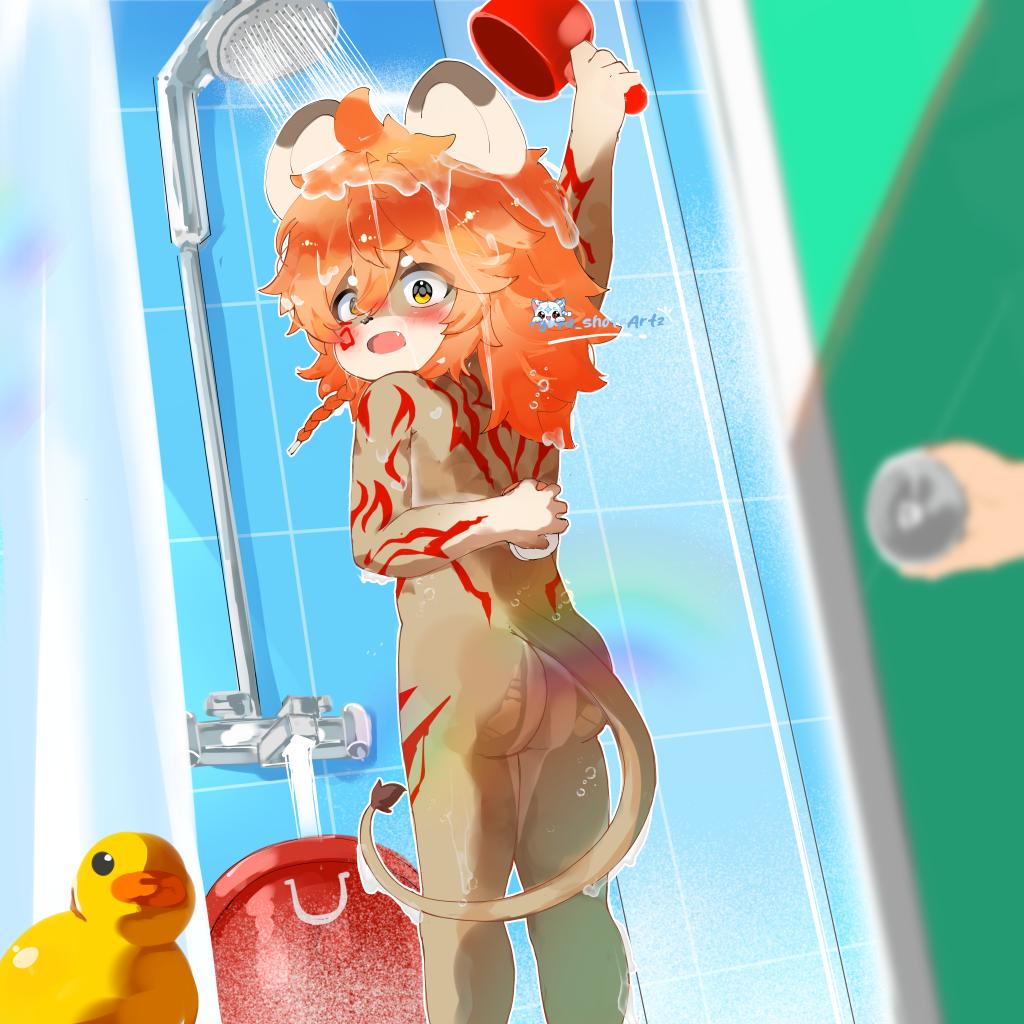 RyukoXP's tweet photo. Heyy DON'T PEEK!!, I'M TAKING A SHOWER!?!!!😡😡

#furry #kemono #shota #mydei #cute https://t.co/AofaGE3Anm