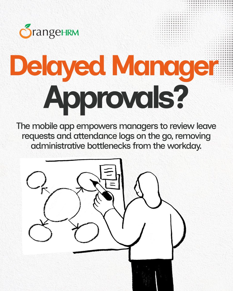 orangehrm's tweet image. Being a manager is busy enough, don't let paperwork hold you back. 📋 Review and approve requests in seconds with our mobile app. Less time on admin means more time for what matters. 🤝

#HRSoftware #HRManagement #MobileFirst #OrangeHRM