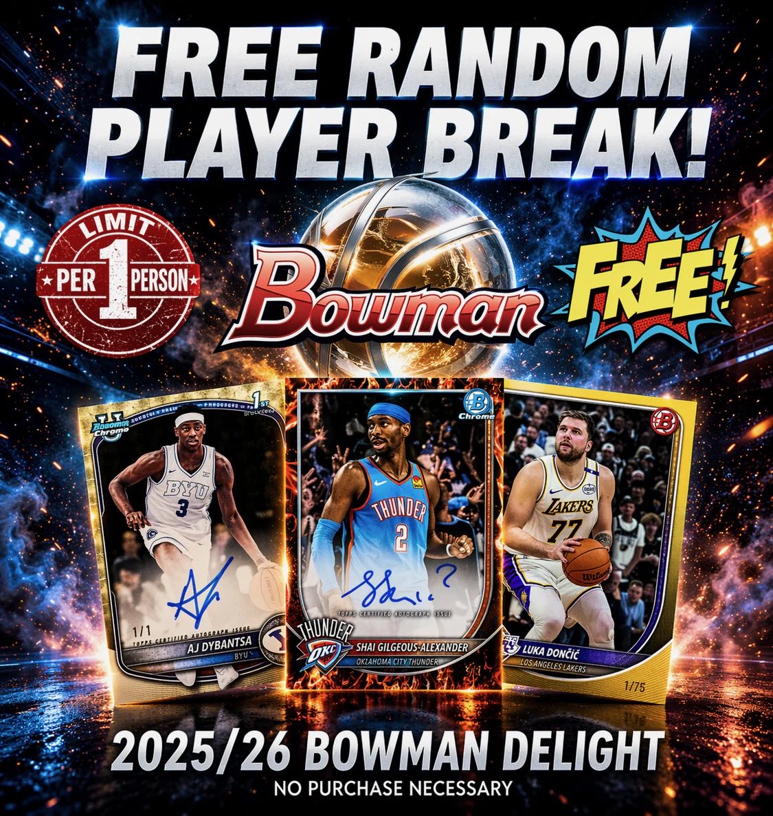 JumboSc21's tweet image. Don’t forget! Grab your FREE SPOT in our Bowman Delight player break! 🤩 These spots will not last long! 🔥 GRAB YOUR SPOTS HERE: jumboscards.com  #SportsCards #JumbosCards #Topps #Fanatics #FYP