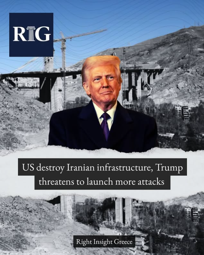 RightInsightGr's tweet photo. The US launched an attack and destroyed a major Iranian Bridge. Trump says, "There is more to come"
#USA #iran #middleeast https://t.co/bhHClJs6QK