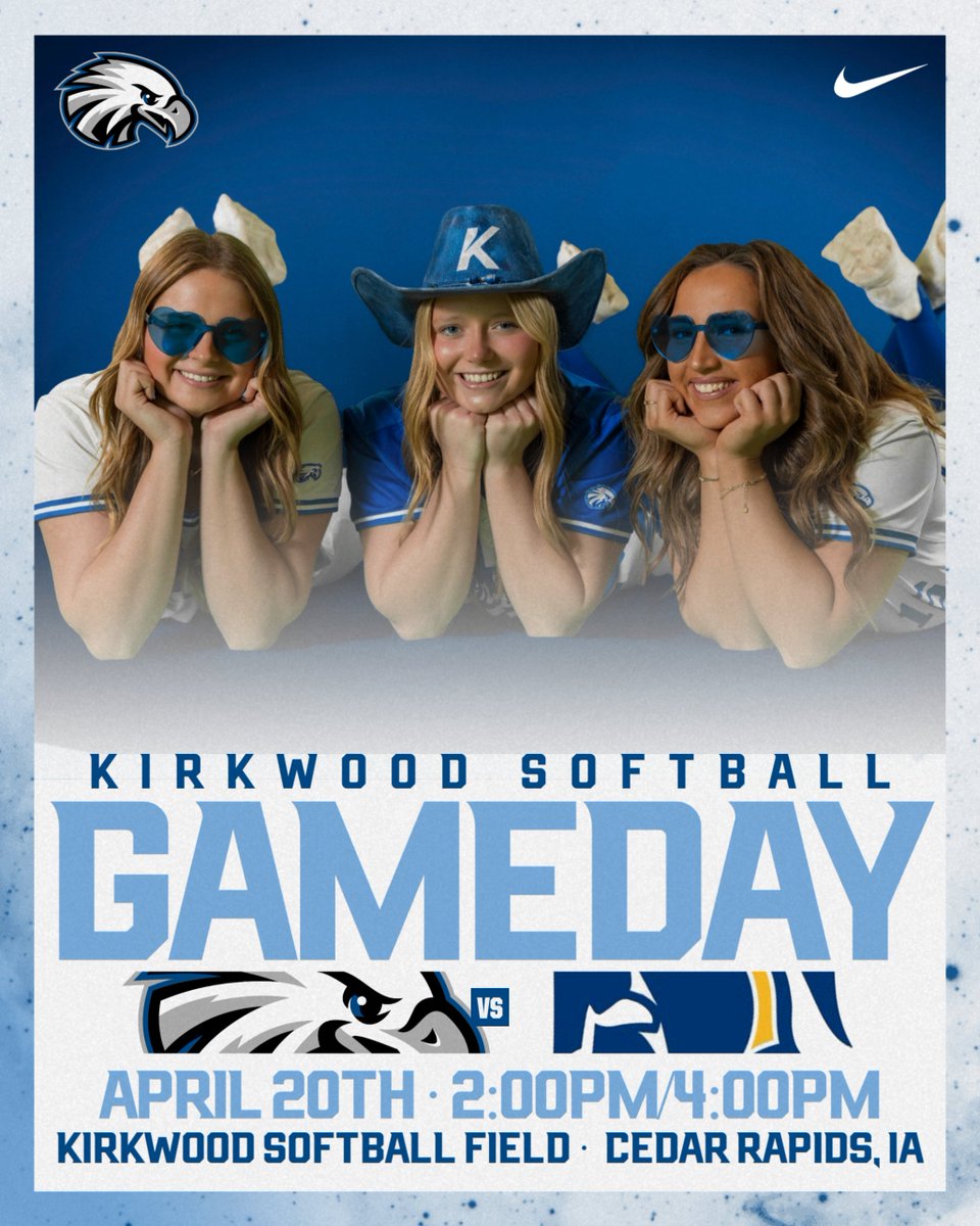 KirkwoodEagles's tweet image. ＳＯＦＴＢＡＬＬ

🆚 NIACC
🕢 2:00PM/4:00PM

📍 Kirkwood Softball Field I Cedar Rapids, IA
🔗 kirkwoodeagles.com/live

#GoEagles🦅🥎 | 
@KCC_SB