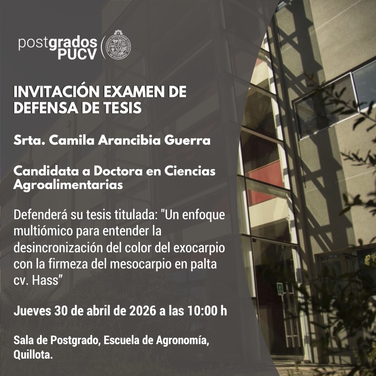 Doctorado en Ciencias Agroalimentarias PUCV tweet media