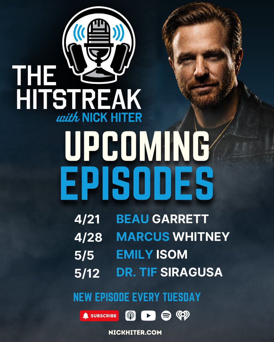 NickHiter's tweet image. Get ready for some fire 🔥 episodes on The Hitstreak! We’ve got a stellar guest list lined up that you won’t want to miss.

📣 Starting off with Beau Garrett!

📅 Mark your calendars and tune in!

#TheHitstreak #Podcast #MustListen #StayTuned