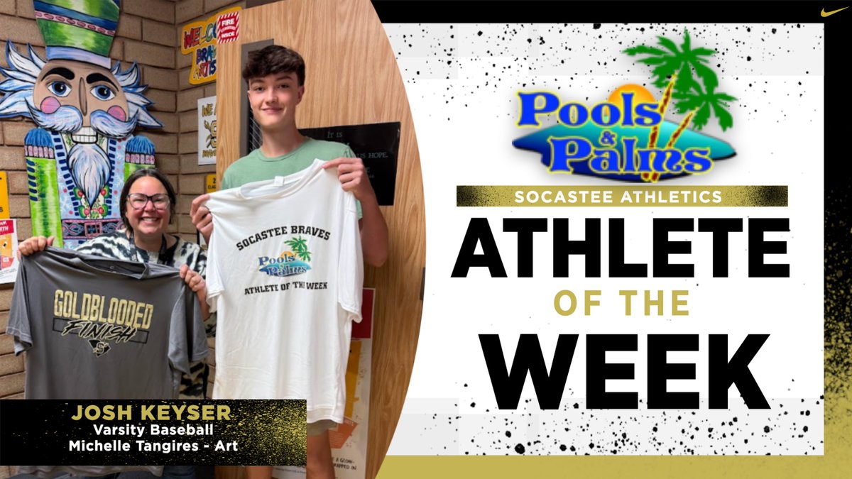 SocasteeHS's tweet image. Pools &amp;amp; Palms Athlete of the Week: Josh Keyser ⚾️socasteebraves.com/News/113905 
#GoldBlooded #Finish