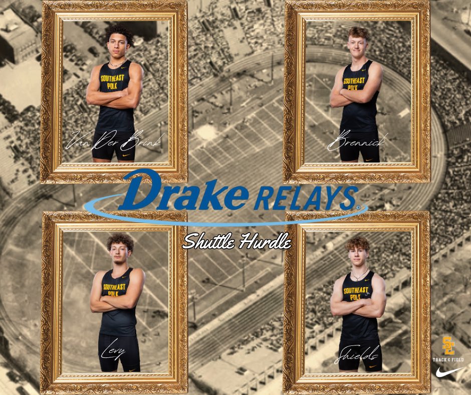See you at the Relays. 🔵☝️

🔹AJ Van Der Brink
🔹Bentley Brennick
🔹Aaden Levy
🔹Jack Shields 

#BlueOvalBound #DrakeRelays2026 #TheJourney