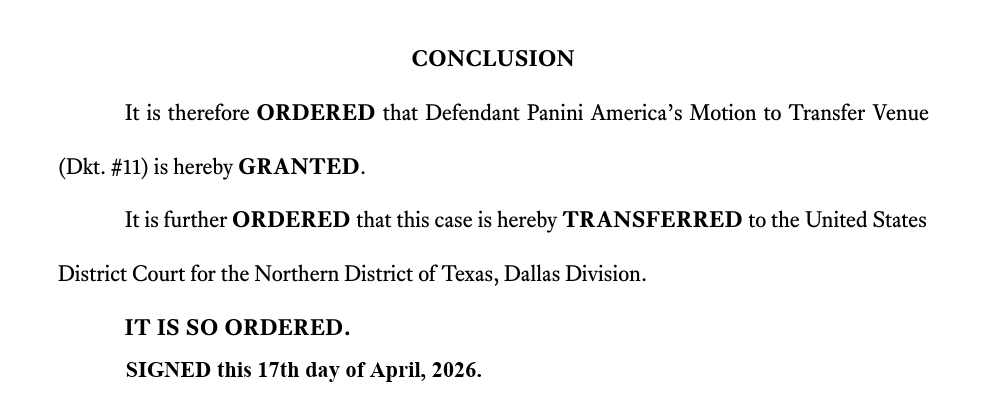 Paul_Lesko's tweet image. For a #TheHobby news update, Panini's motion to transfer has been granted and the Wild Card v. Panini antitrust lawsuit is being transferred from the federal courthouse in Sherman, TX to one in Dallas, TX...meaning this antitrust case will start almost from scratch again.