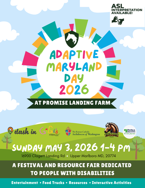 Maryland ABLE will be at Adaptive Maryland Day on Sunday, May 3 from 1–4 PM at Promise Landing Farm.

Stop by our table to learn how an ABLE account can support saving for disability-related expenses while maintaining important benefits. We hope to see you there!