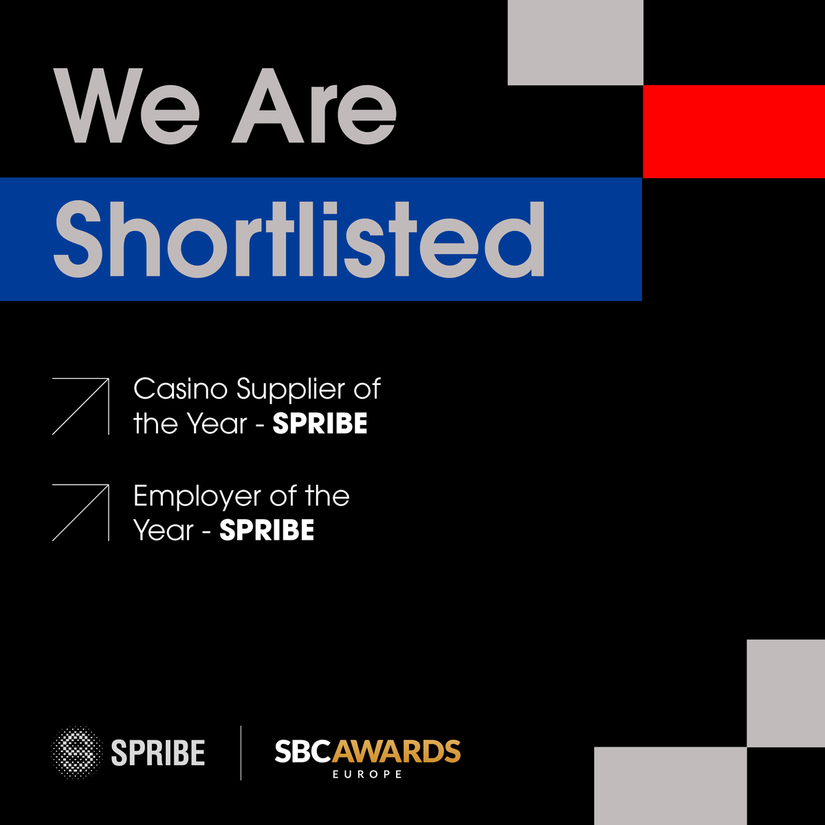 SPRIBE_'s tweet photo. We are shortlisted! 

SPRIBE is honored to be a finalist in two categories at the SBC Awards Europe:

• Casino Supplier of the Year
• Employer of the Year https://t.co/tqKynhqRvK