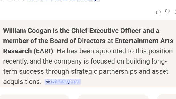 $EARI CEO or Eari Holdings also liked this comment. Seemingly indicating there's an intent to carry out and move forwards on these thoughts.