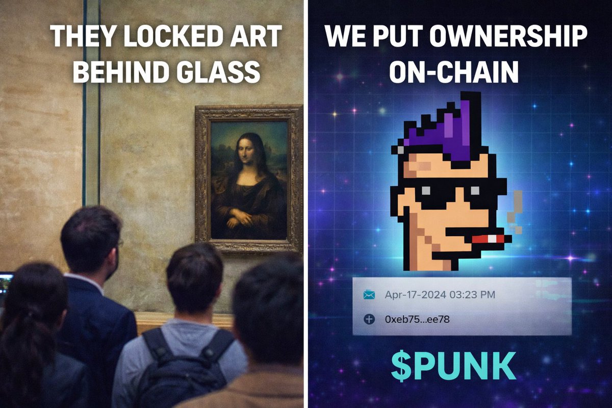 Punk__Sol's tweet photo. They locked art behind glass

We put ownership on-chain

$PUNK https://t.co/vCKsitoPWr