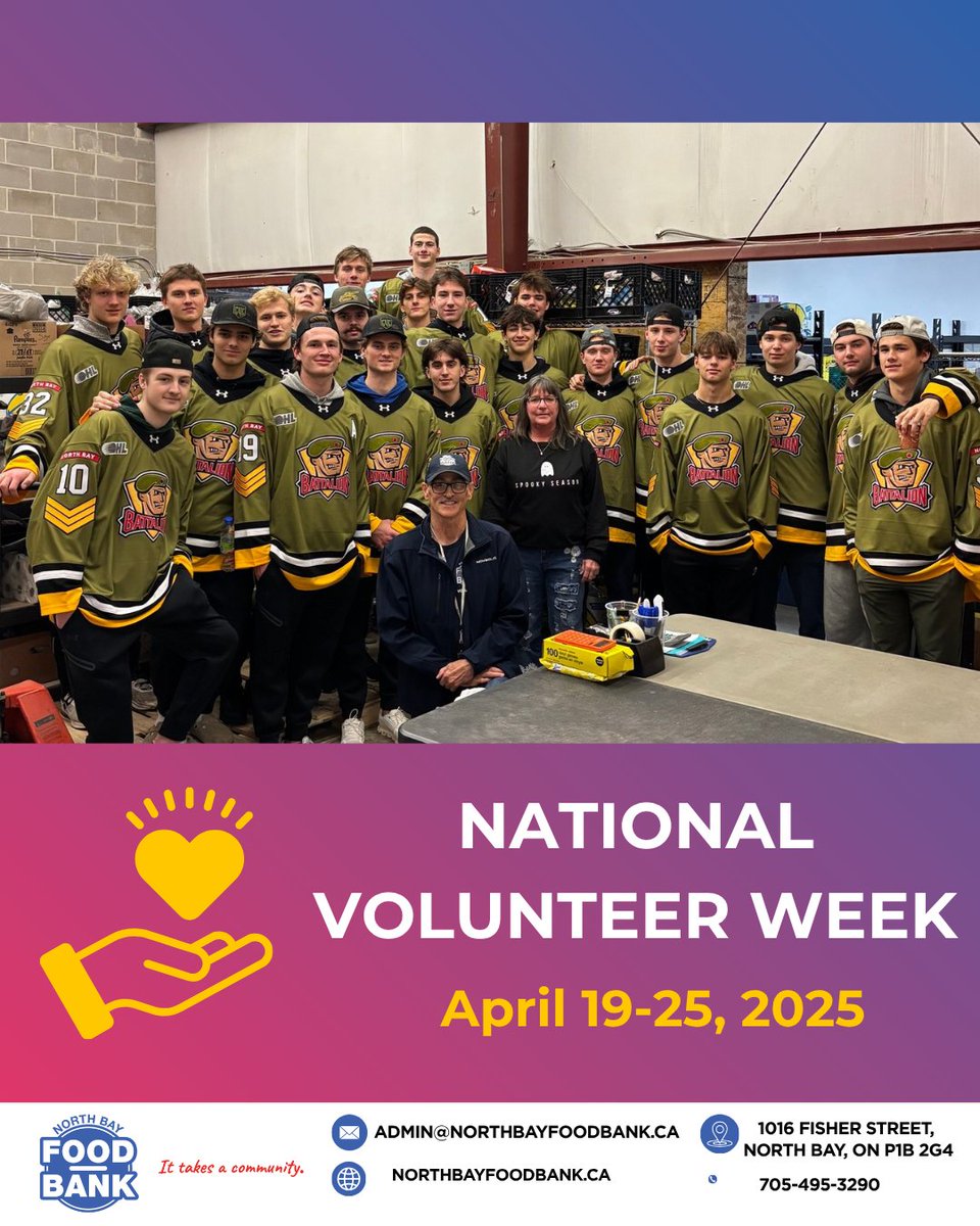 nbfoodbank's tweet image. Behind every hockey hamper, every shelf, and every helping hand is a team of dedicated volunteers 💚

Thank you to each and every one of our volunteers for everything you do.

northbayfoodbank.ca/volunteer/

#northbay #northernontario #community #givelocal