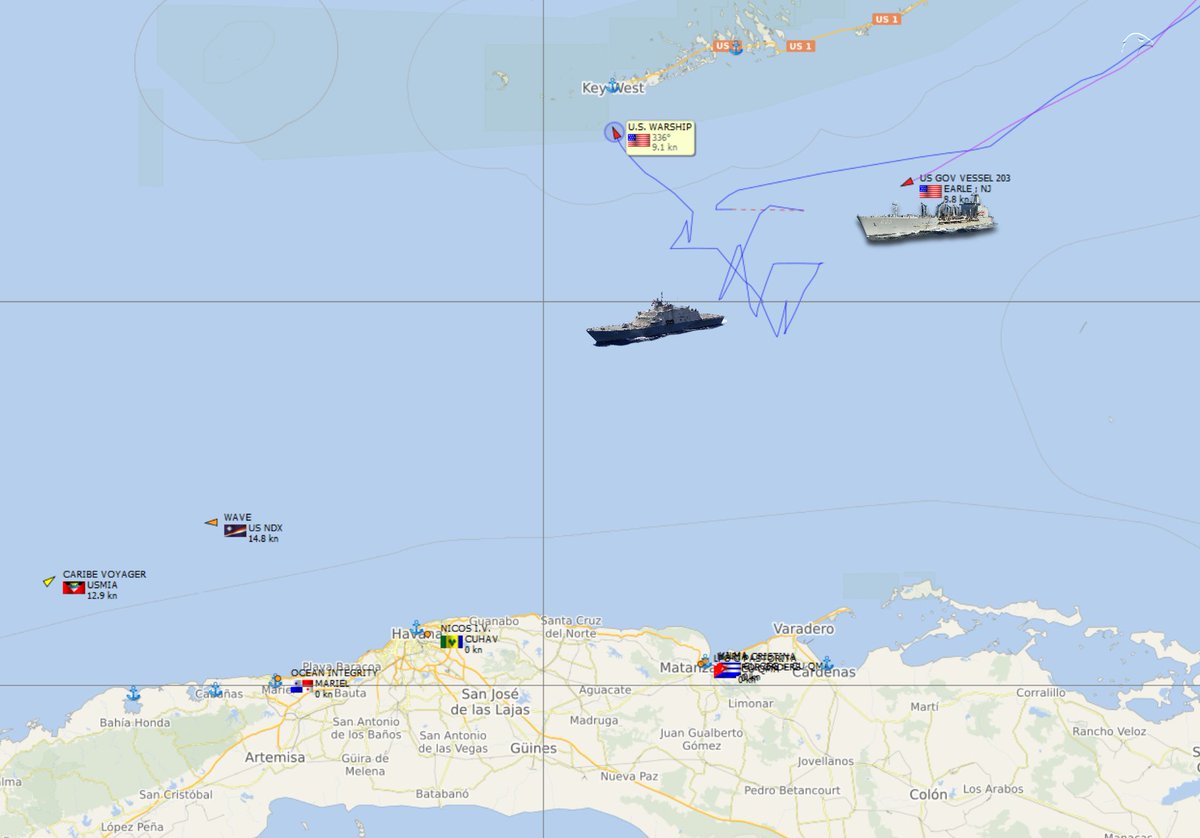 FlconEYES's tweet image. 🧐🚨ACTUALIZACIÓN!
Presencia sostenida todo el fin de semana en el Estrecho de Florida.
A esta hora entra a #KeyWest el USS Wichita (LCS-13)
 MMSI: 369970969
Nada casual el movimiento en la zona.

No se descarta la presencia de un submarino al Sur de Cuba, según comentarios de