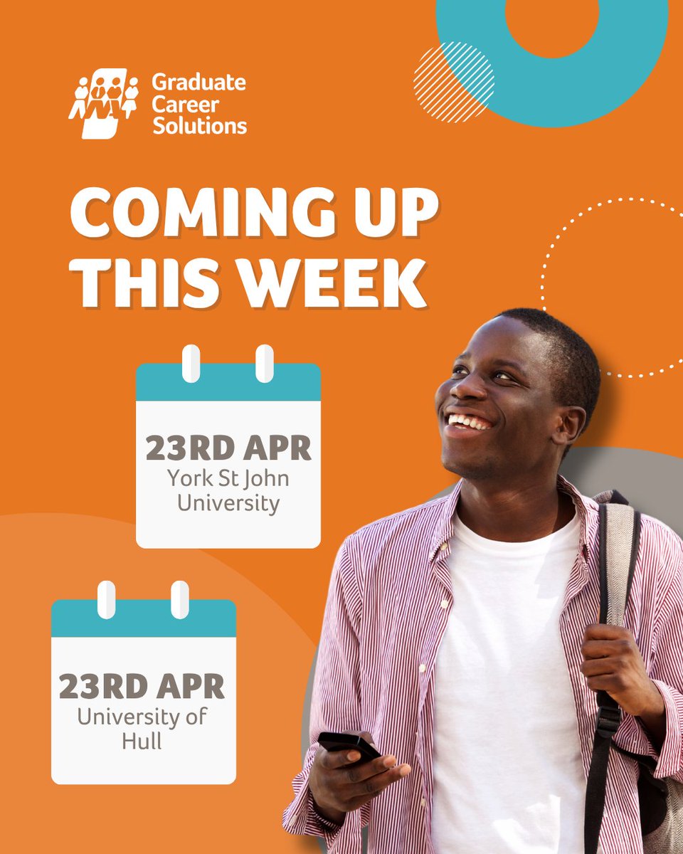 GradSpecialists's tweet photo. 🎓 We’re out and about this week!

📍 Check out the details below to see where we’ll be and when.

Come say hello, ask questions, and take the next step in your graduate career 🚀

#GraduateCareers #CareerFairs #GraduateJobs #FutureTalent https://t.co/7Wa88EnemR