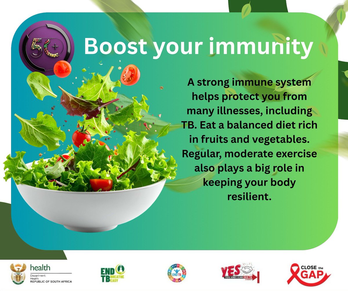 50plusprojects's tweet image. Bo Ntanga! As we prioritise our health at 50+, let's talk TB! by adding these tips in our lives

#TBAwareness #50PlusStrong #CloseTheGap #AgeingWithDignity #TB