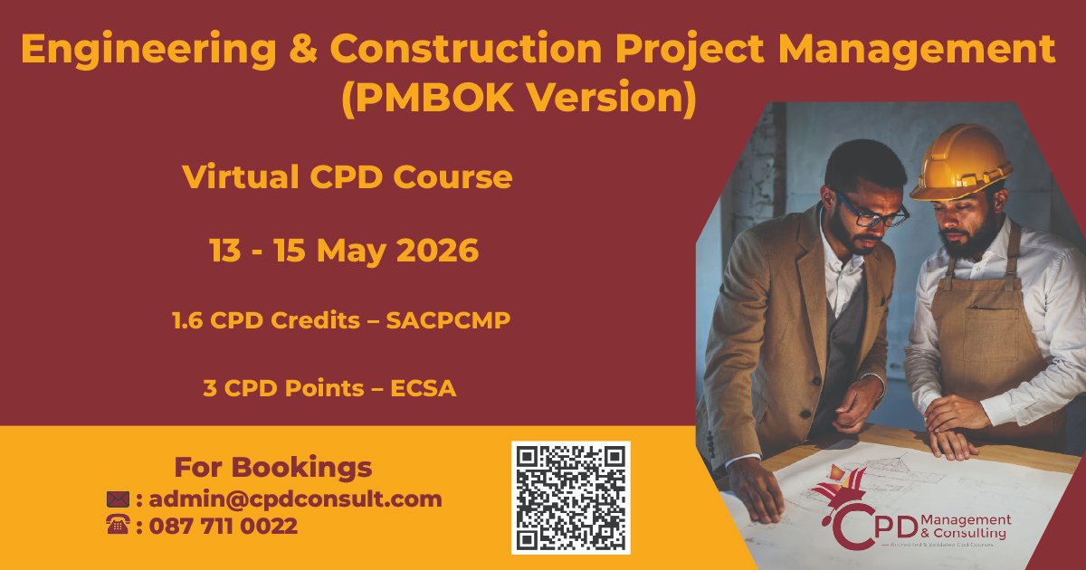 CpdManage's tweet image. This course is aimed at updating &amp;amp; equipping Built Environment Professionals in the management of all aspects of your construction project, from planning to scheduling to budgeting to execution.#CPDAccredited #CPDtraining  #ProjectManagement #constructionprojectmanagement