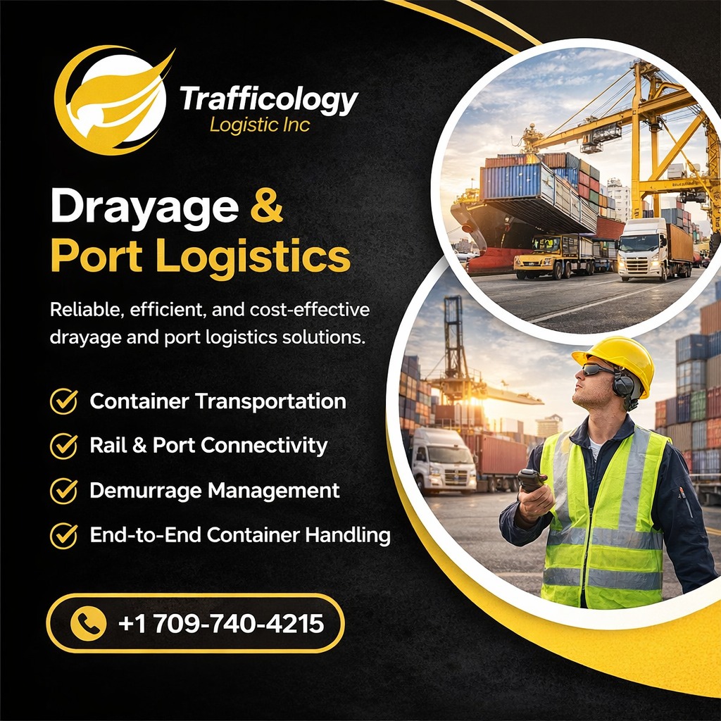 TrafficologyL's tweet image. Reliable port logistics with Trafficology Logistic Inc! Container Transport, Rail &amp;amp; Port Connectivity, Demurrage &amp;amp; End-to-End Handling. 

📞 +1 709-740-4215 

#Drayage #PortLogistics #ContainerShipping