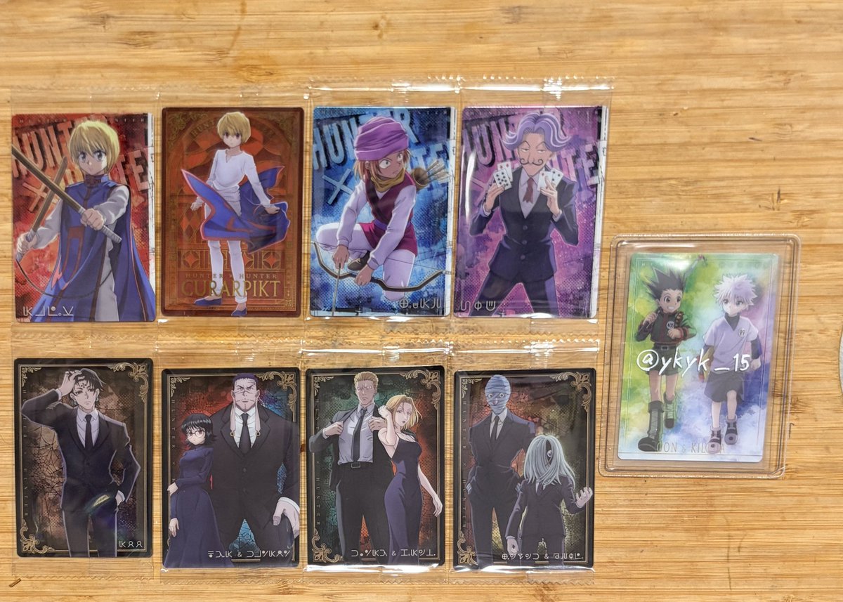 ykyk__15's tweet photo. ハンターハンター HUNTER × HUNTER H×Hイタジャガ 交換

【譲】画像1

【求】ゴン (画像2〜4）＞定価＋送料
💖＞💕
過去カードとの交換可能
買取も行っています。リプにてご提示お願いいたします。

異種可能
纏めての方優先
郵送or横浜・都内手渡し
検索からでもお気軽にお声かけください🌸 https://t.co/Hbqvtxoq4I