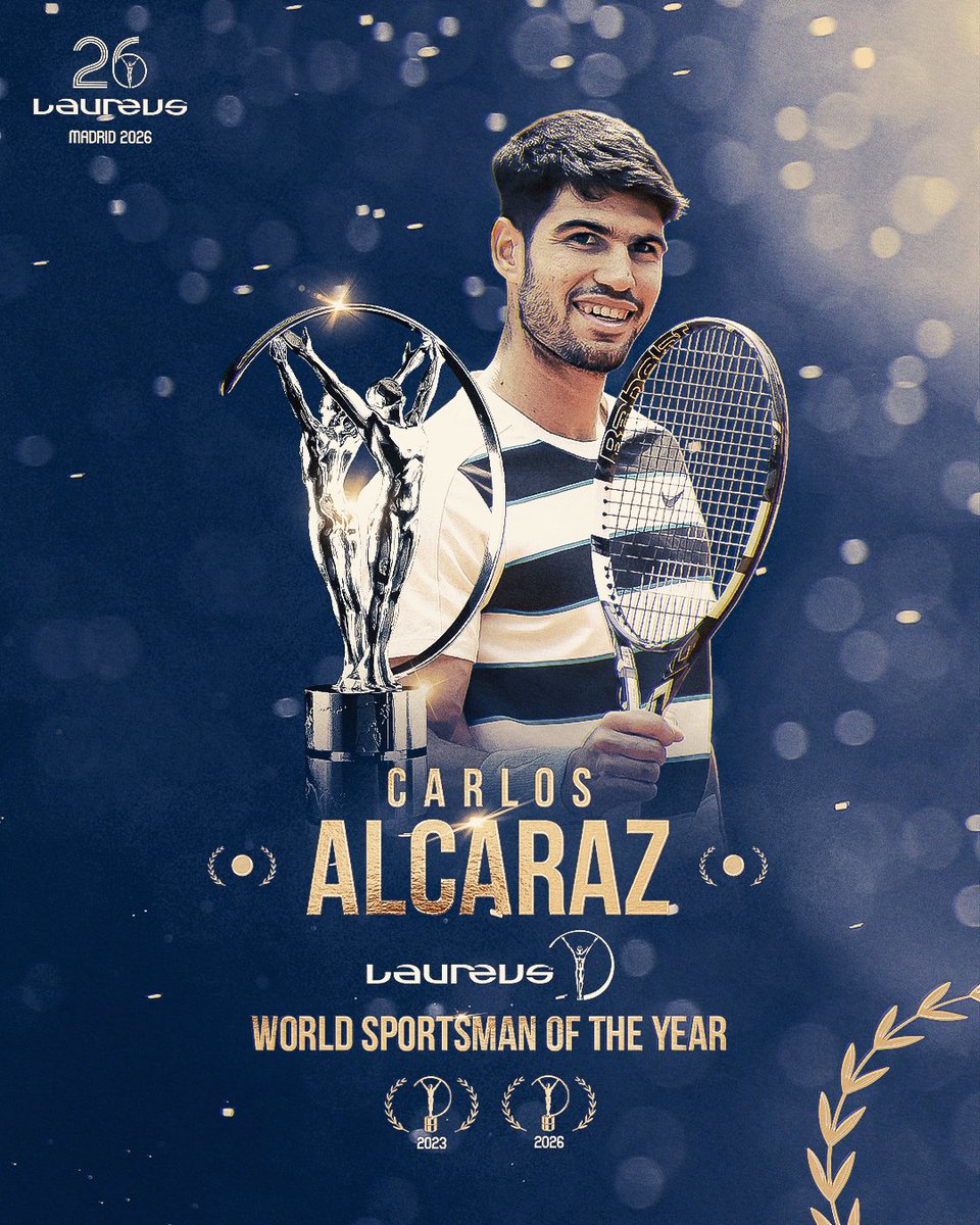 manuel19621119's tweet image. ¡Enhorabuena! Al tenista español Carlos Alcaraz @carlosalcaraz ganador al  Deportista Mundial del Año de los Premios Laureus World Sports 2026 @LaureusSport 🏆 

#Laureus26
#PremiosLaureus
#awards
#alcaraz
#alcarazmaa