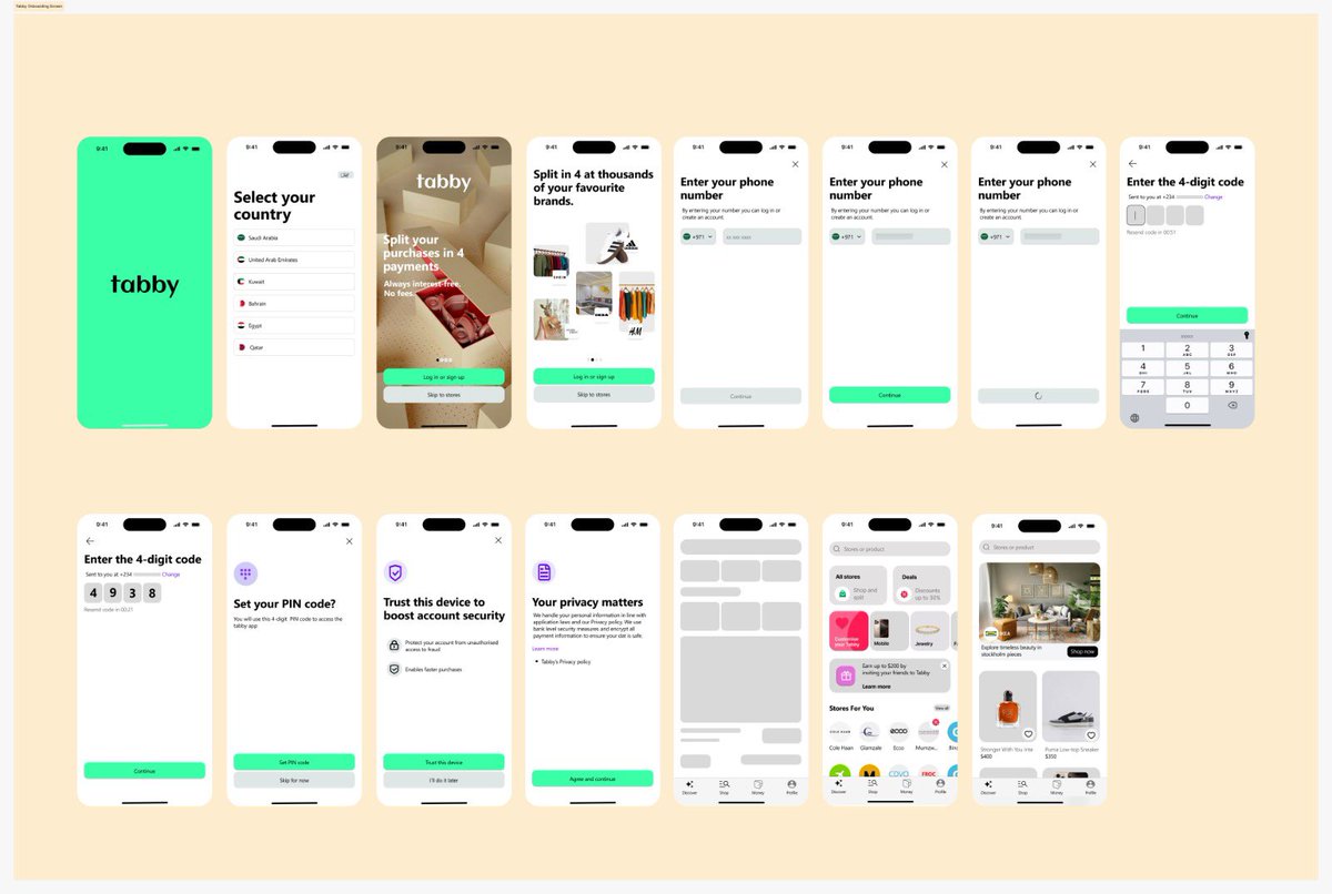 fineboyHody's tweet image. Redesigning the onboarding flow of Tabby ✨

Clean. Smooth. User-focused.

I explored how small UI decisions can improve the overall experience from sign-up to home screen.

Note: This is a personal redesign. I do not claim ownership of the original product.

#UI #design #figma