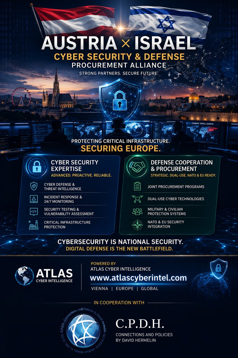🇮🇱🇦🇹 There are partnerships that are merely useful - and there are partnerships that reflect a deeper strategic logic.

The emerging cooperation between Austrian and Israeli capabilities in the fields of #CyberSecurity, #Defence, and the protection of #CriticalInfrastructure