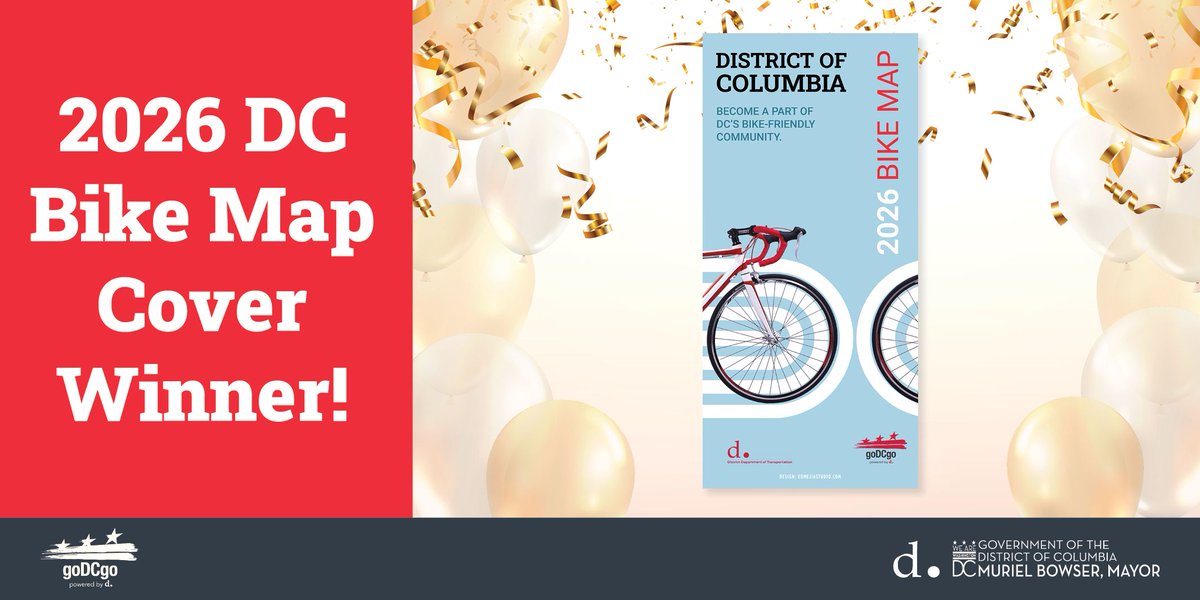goDCgo's tweet photo. We’re excited to announce the winner of the 2026 DC Bike Map Cover Design Contest! 🎉 Congrats to @eduardomejiagon 🏆 His design is inspired by DC’s street grid &amp; bike lanes, capturing the rhythm and flow of cycling through bold, modern patterns. Stay tuned for the 2026 Bike Map! https://t.co/onlnER4ILW