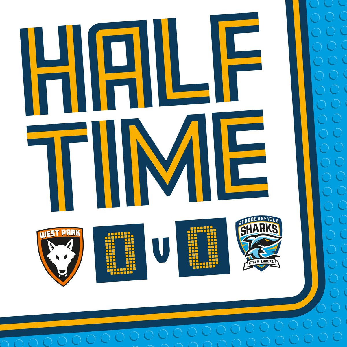 studdersfield's tweet image. HALF-TIME – Goalless at the break, but we’ve had the better of the play. Just missing that final touch in the box. 😆 👏 🦈
🟠 0-0 🔵 
#BrickFootball #HerGameToo #LEGO