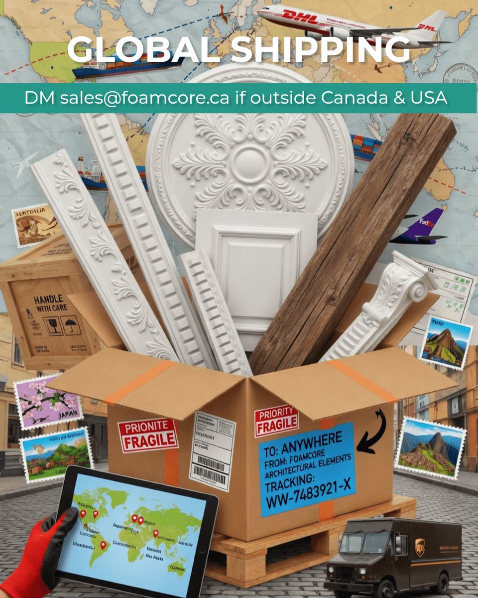 Foamcore_'s tweet image. Do you live outside Canada &amp;amp; USA?

Do you want Foamcore products?

Do you want them shipped to your location outside Canada &amp;amp; USA?

DM sales@foamcore.ca to get your order together and shipped right away to your location!

#Shipping #Foamcore #Architectural #RENO #Mouldings #DIY