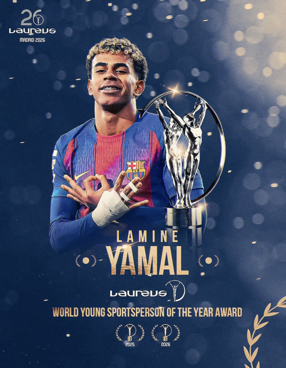 Lamine Yamal just cooked the Laureus "World Young Sportsperson of the Year" in Madrid 2026. Meanwhile, the so-called GOATs never touched this one, but the kid is already the best in the world right now. And he's still not in his prime #lamineyamal #ucl #Laureus