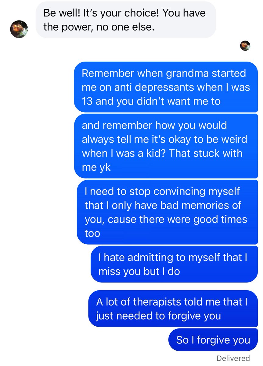 schizosinger's tweet photo. My grandma once told me she was going to send me back to my mom, because she was the one who fucked me up. So many therapists have told me to forgive her so I am. I just want a mom. I don’t care if she raped me I just want a mom https://t.co/lfu4TcJShj