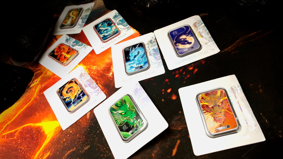 scottsdalemint's tweet image. One set. One owner. The Master Exclusive Dragon Set includes all six 1 oz dragon bars plus two 1-of-1 bonus bars—all serial #88. 🛒tinyurl.com/ExclusiveMaste…

#Silver #Bullion