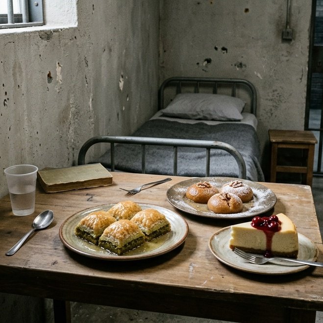 kiyashaber061's tweet image. KIYAS ÖZEL | Tam 90 gündür tutuklu  bulunan muhalif içerik üreticisi Distaste, Ankara Sincan Cezaevinde çıkan tatlıları 10 üzerinden puanladı:

Kazandibi: 9
Kruvasan: 9
Sütlaç: 8
Şam Tatlısı: 8
Lokum: 7
Profiterol: 7
Puding: 6
Baklava: 6 
Kadayıf: 6 
Şekerpare: 6
Muhallebi: 5