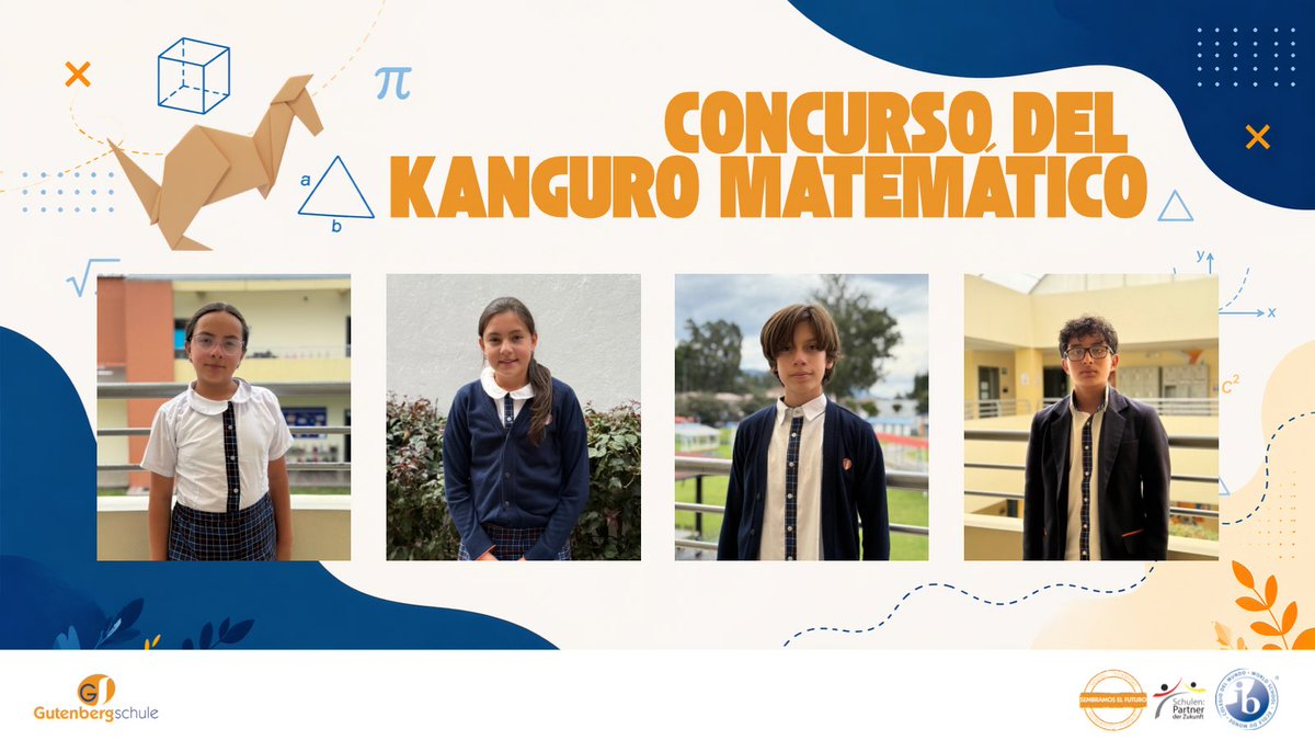 GutenbergSchule's tweet photo. MATEMÁTICAS➗✖️ | Nuestro increíble equipo de representantes participó este viernes 17 de abril en la Olimpiada Kanguro Matemático 🧠✨, la competencia estudiantil de matemática más grande del mundo. Estamos orgullosos de su excelente participación🧡💙 https://t.co/XkGJapwPjL