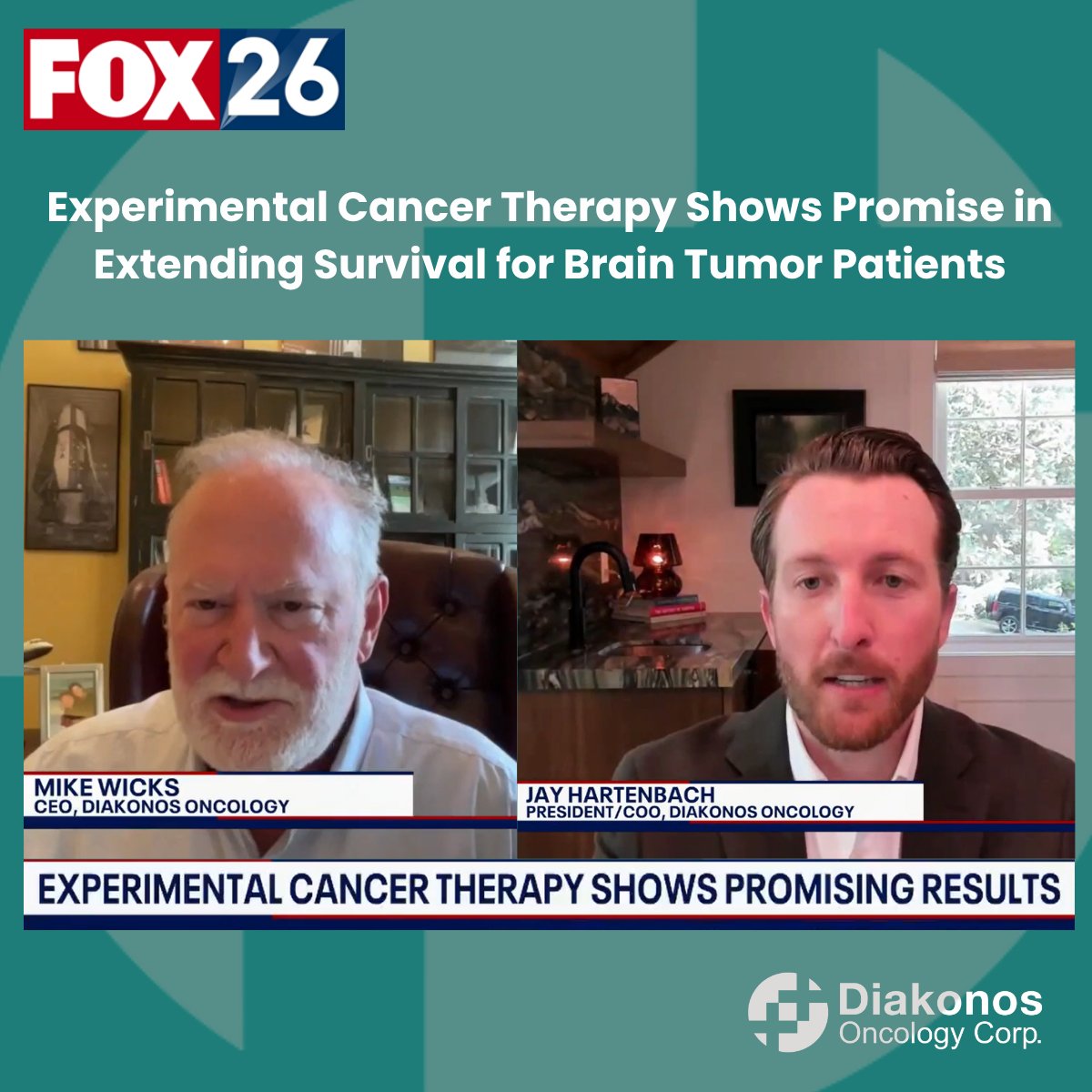DiakonosOnc's tweet image. FOX 26 Houston spotlights Diakonos Oncology’s DOC1021, where ~90% of patients showed extended survival in early clinical trials.

fox26houston.com/news/experimen…
#Biotech #Oncology
