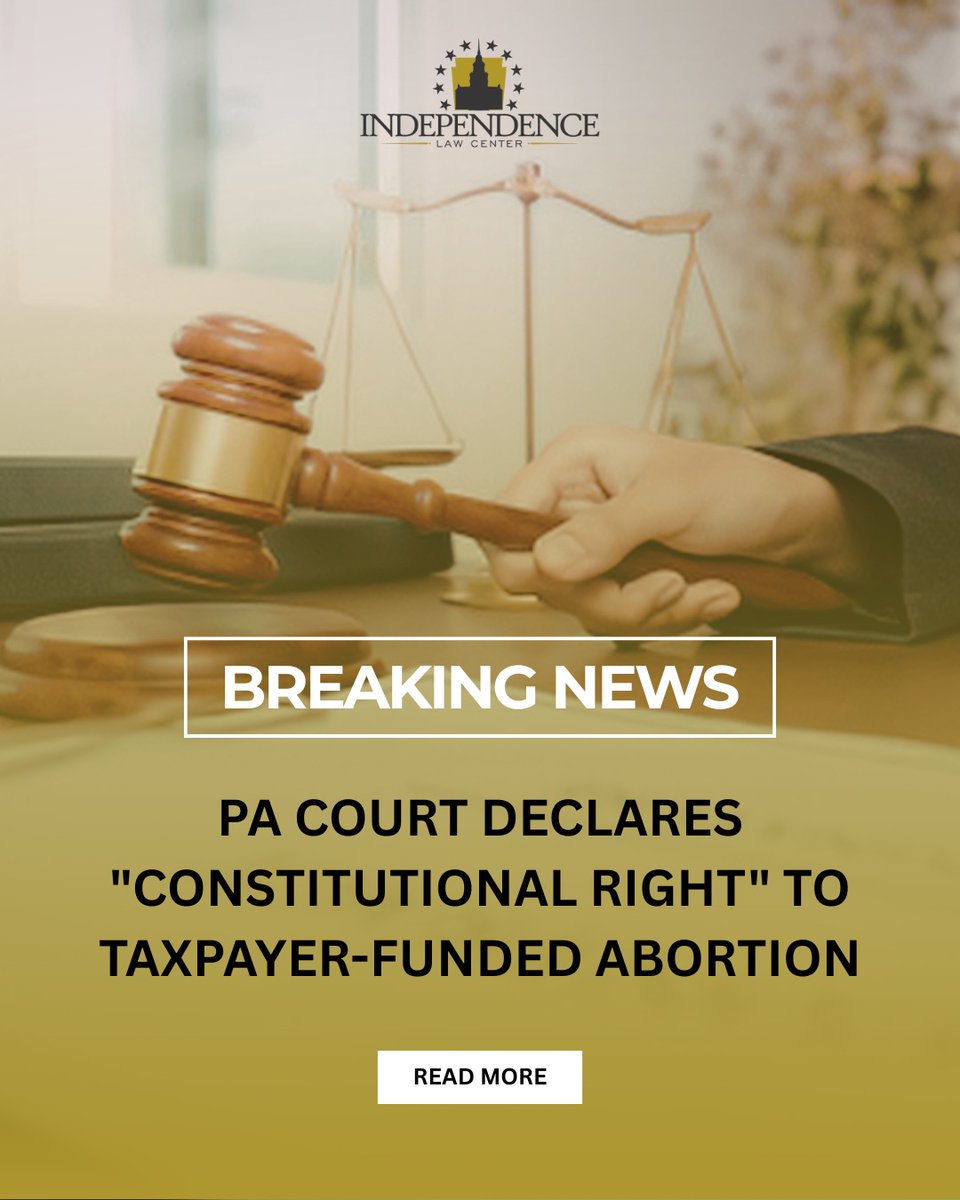 PFIpolicy's tweet photo. (1/5) BREAKING: A Pennsylvania court has declared a sweeping new “right to reproductive autonomy," mandating taxpayer-funded abortion through Medicaid.
This ruling overrides longstanding protections, threatens conscience rights, and forces millions of Pennsylvanians to fund procedures that end the lives of innocent, unborn children - procedures many morally oppose.
This bypasses the democratic process entirely. The consequences would be far-reaching and could include:
• Loss of parental consent laws
• Elimination of commonsense safeguards
• Increased late term abortions
Life is a fundamental right. This decision threatens that right.
Learn more at https://t.co/6Gv8LzNhQy