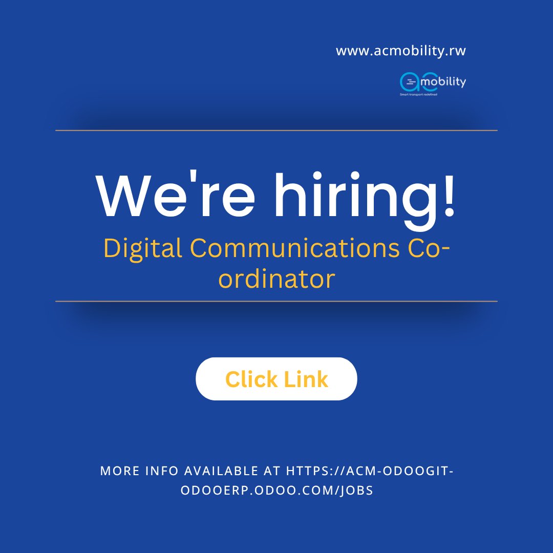 acmobilityrw's tweet image. Digital Communications Coordinator

Hiring: Digital Communications Coordinator
Create content. Grow our digital presence. Make impact.

Apply 👉 acm-odoogit-odooerp.odoo.com/jobs/digital-c…

#Hiring #DigitalMarketing #ContentCreator
