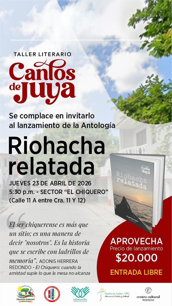 clan_isho's tweet photo. Cada esquina guarda una historia.
Muy pronto abriremos las páginas de Riohacha relatada, un libro nacido de la memoria viva de la ciudad.

Faltan 3 días.

#RiohachaRelatada #CantosdeJuya https://t.co/6z1WmhKaIm