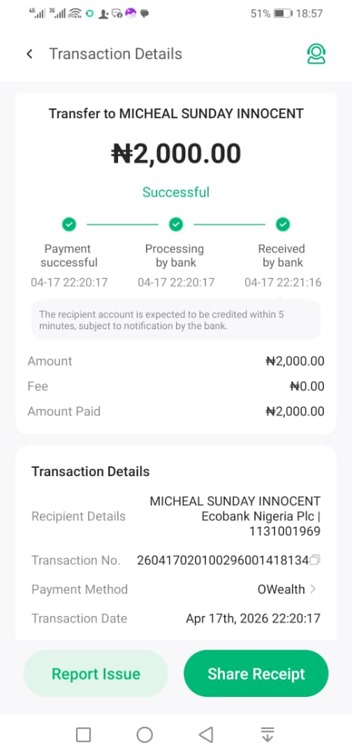 chiblaze18's tweet photo. @GroupEcobank below is the transaction receipt https://t.co/s0gPIjsEc9