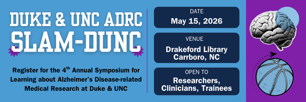 UNCGeriatrics's tweet photo. The 4th Annual @Duke_UNC_ADRC SLAM-DUNC is less than one month away! 

Learn more and register today: 
https://t.co/SO4tCIPFuI
#Alzheimers #aging #geriatrics https://t.co/T9raoniRlZ