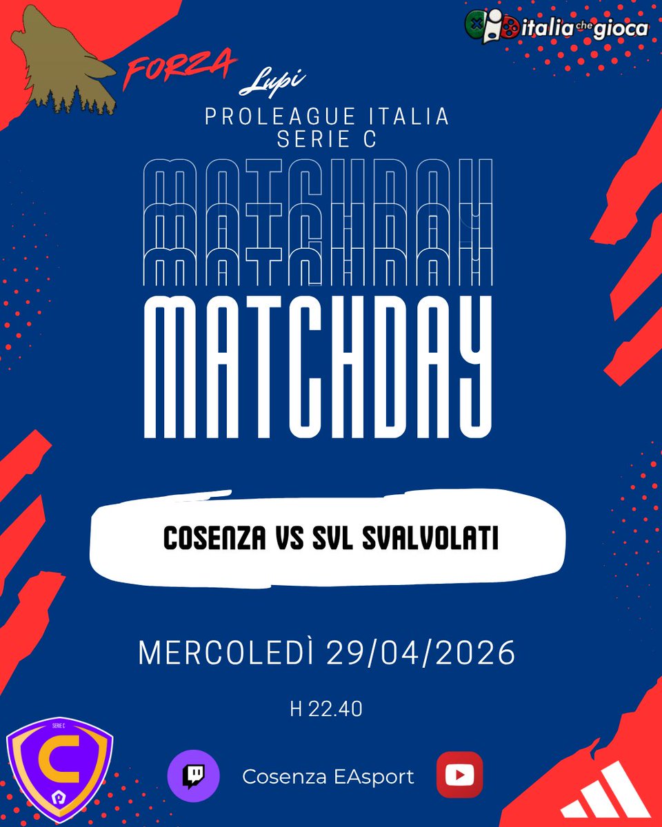 Cosenza_EAsport's tweet image. 🗓️⚽️🎮11ª Giornata #SerieC @proleagueit
🕥: 22:40 
🆚: #SVL_Svalvolati
📺:youtube.com/@CosenzaEAspor…
#eSports #adidas #EAFC26 #videogame #championship
@pctransfermarkt @NewsProclub @HouseOfProClub @RTproclub @RTProClubs @Rtproclub_ @rtproclubitaly @RTProClubsITA