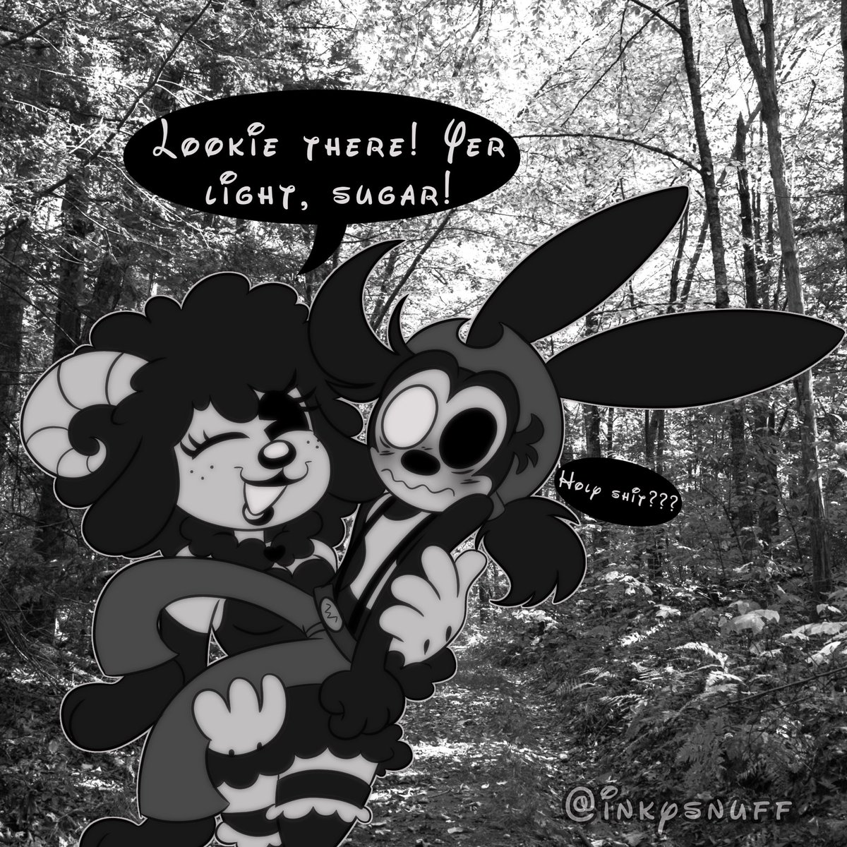 inkysnuff's tweet photo. Ahhh?!?!?
( @zuovim 's oc and my sona of Euthanasia)
#rubberhose #batim #bendy #ritatheram #euthanasiarabbit #wednesdaysinfidelity https://t.co/OlmDO1ZGKJ