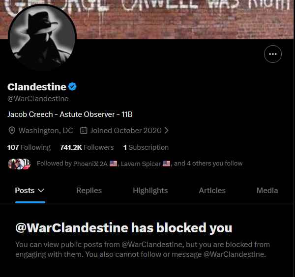 What a baby, I don't even recall replying to this clown lol I have verbally destroyed a lot of pro war idiots though.

Do people really just go through replies and block randoms at will 😂 or do they feel threatened they will  get exposed on their own posts 🤔