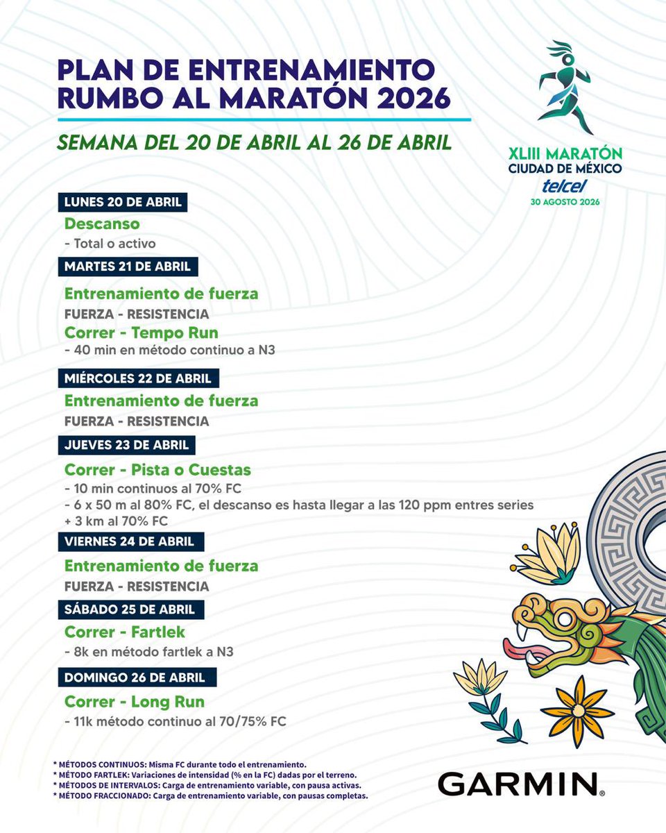 MaratonCDMX's tweet photo. 🏃‍♂️🔥 Ya cayó la nueva semana de entrenamiento

Es momento de seguir empujando, sumar kilómetros y no soltar el ritmo rumbo al Maratón de la Ciudad de México Telcel 2026. 💪✨

Cada paso te acerca a la meta. 🙌

#MaratónDeLaCiudadDeMéxicoTelcel2026
#CapitalDeLaTransformación https://t.co/vwmkflefcx