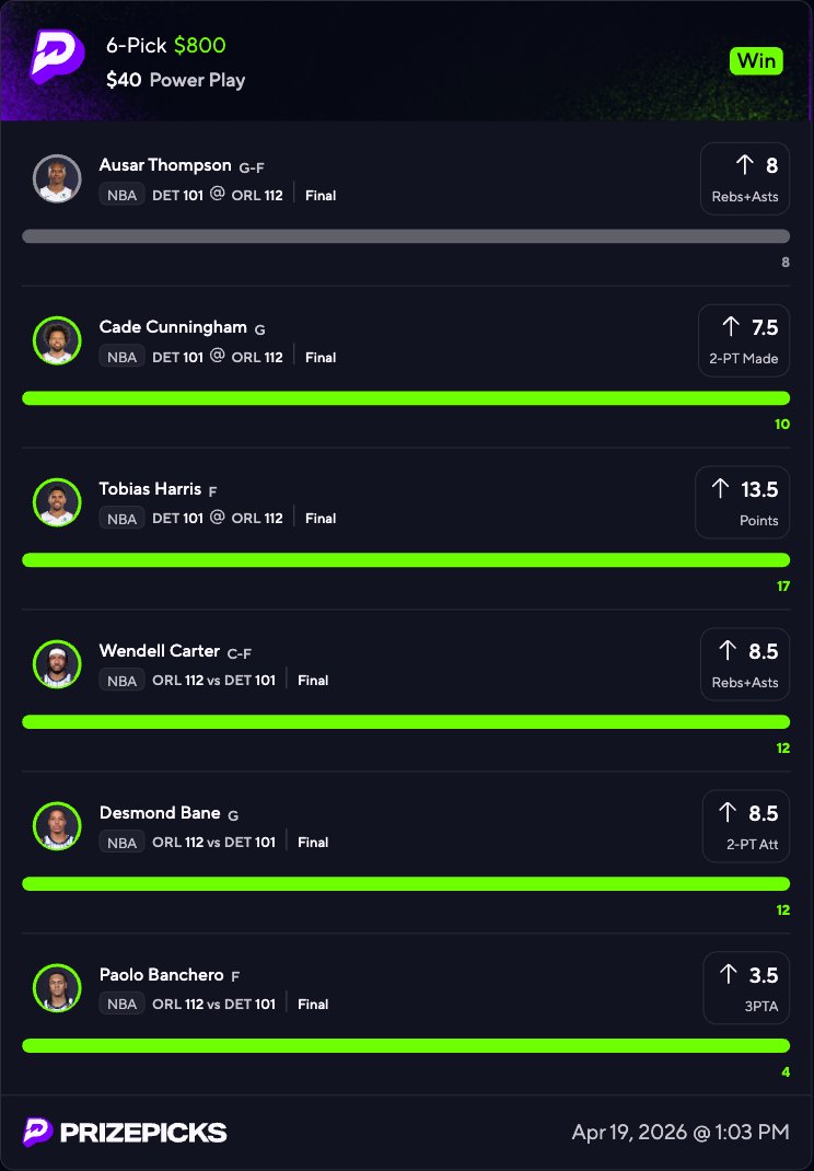 WeezyProps's tweet image. 20x in Game 1 of ORL/DET 💰
Playoffs just getting started…

2 slips already posted for today🔒
NBA. MLB. PGA. more on deck 🚀

50% off the cord, don’t miss the run 🚀

Join below 🔽👇

#GamblingTwitter #PrizePicks #DFS