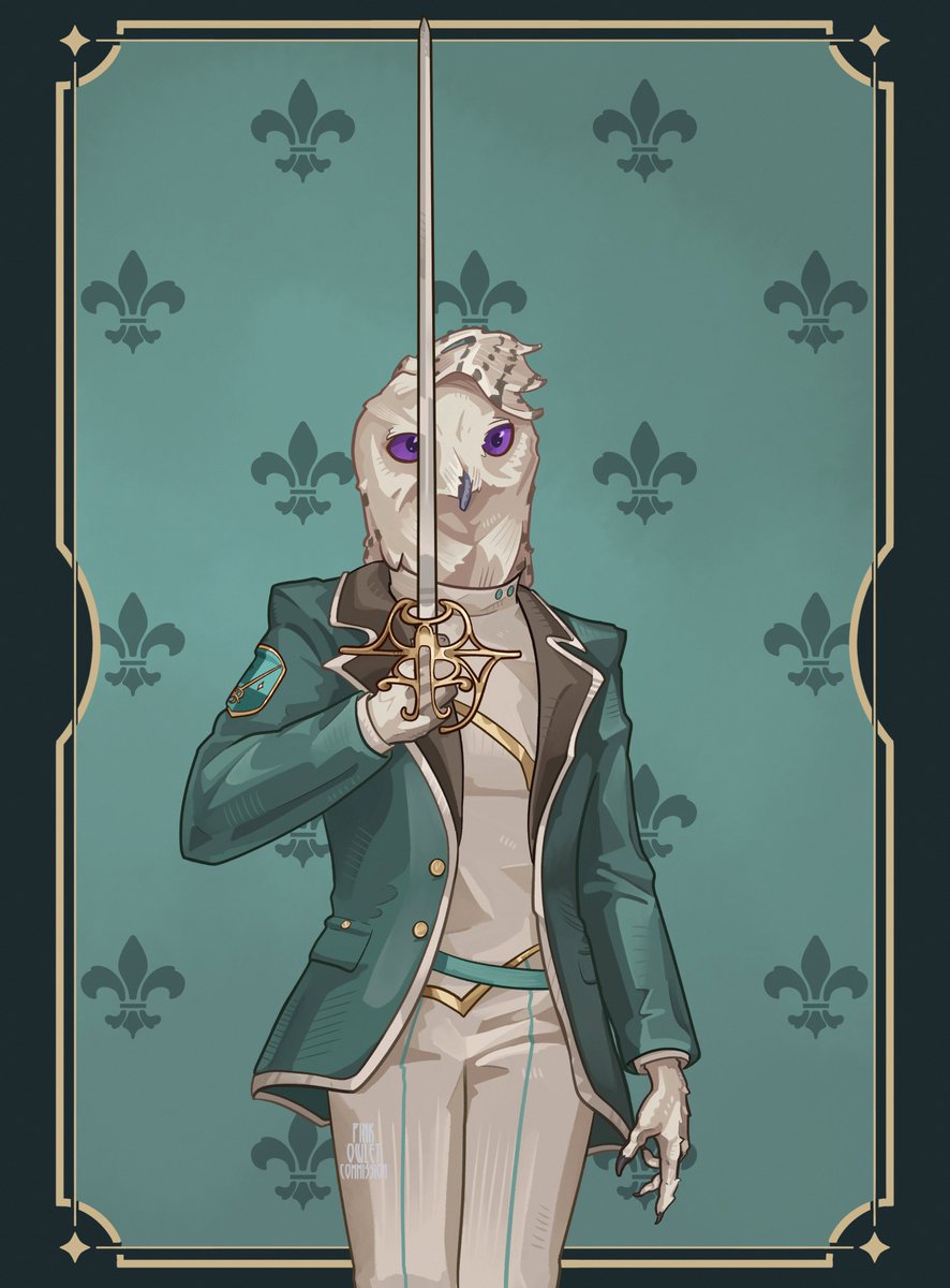 Comet, the fencer snowy owl 🤺🦉

Commission for <a href="/CometSnowyOwl/">Comet Snow</a>