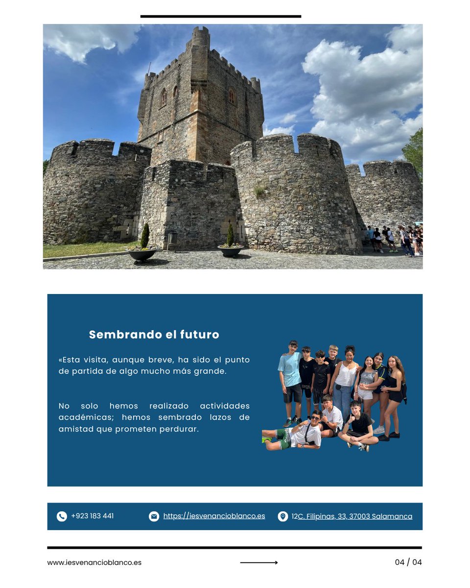 IESVENANCIO's tweet image. 🇪🇺✈️ #Erasmusplus en Bragança (Portugal)

📚 Inmersión en clases, convivencia y cultura junto a la Escola Emídio Garcia 🇵🇹
🏰 Historia, ciencia y aprendizaje más allá del aula
🤝 Una experiencia que crea lazos y abre futuro
Pronto… ¡nos vemos en Salamanca!

#IESVenancioBlanco