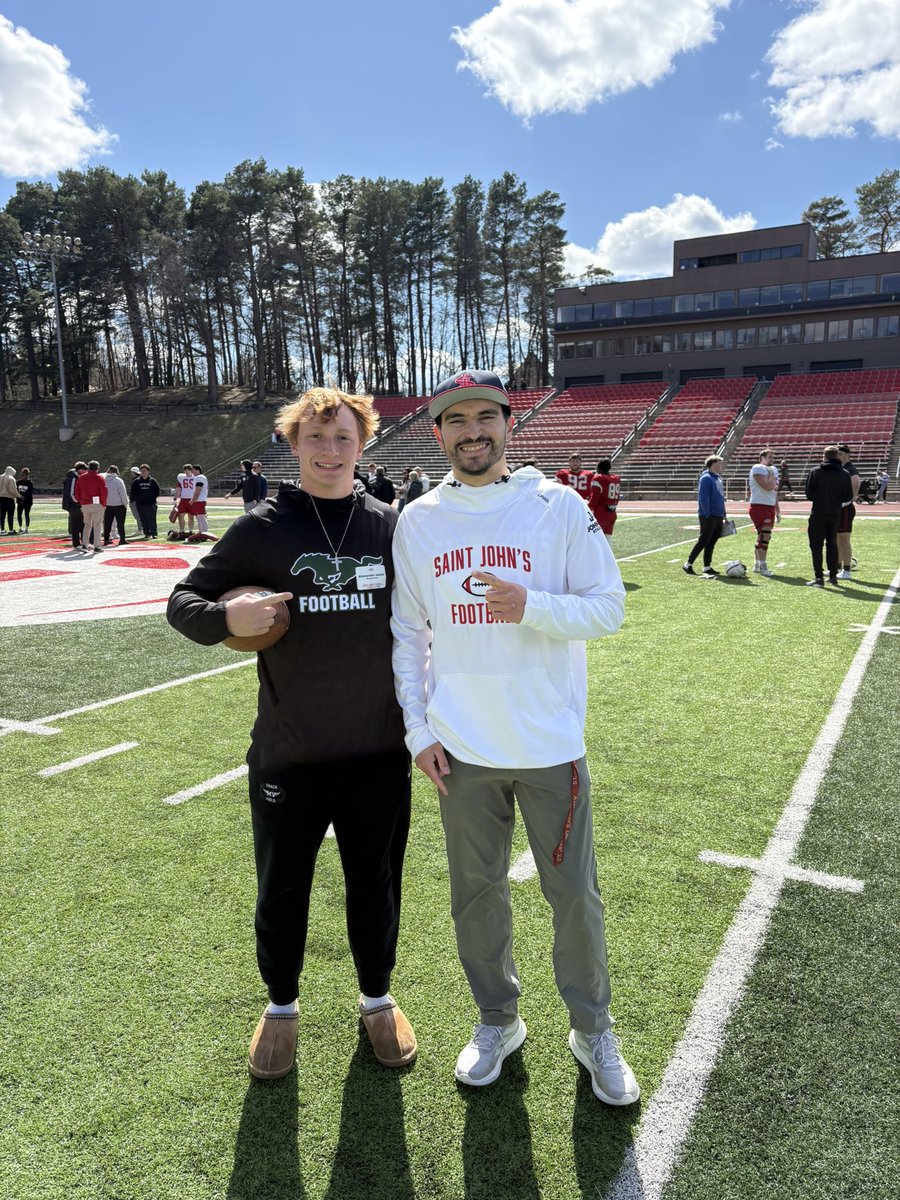 AlexIsabel23's tweet photo. I had a great time at @SJUFootball on their junior day visit! Thank you @Coach_Sais @CoachHerberg @SJUFBCoachDumo and @SJUGaryFasching for having me out to campus!
@MoundsviewFB @MobergAaron @coachOdom4 @PrepRedzoneMN @MNHSFBNETWORK @MNFBSpotlight @OJW_Scouting https://t.co/Ss4NiWPjWy