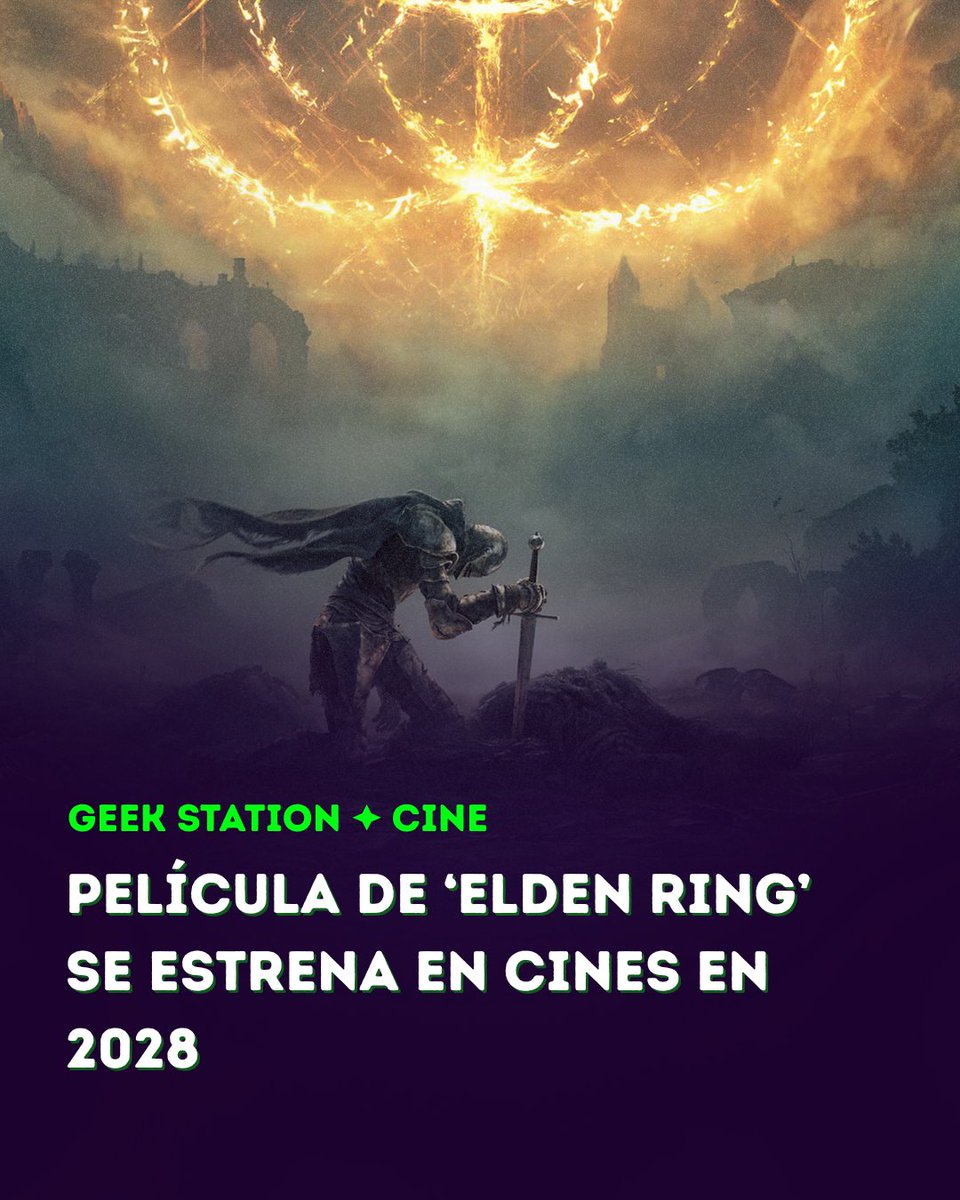 GeekStationCol's tweet photo. Ya se encuentra en producción la película de ‘Elden Ring’.

Su fecha de estreno prevista sería para el 3 de mayo de 2028. La película será escrita y dirigida por Alex Garland (Exterminio) con A24 (Backrooms y Todo, en todas partes, al mismo tiempo). https://t.co/tbMS2IRH6U