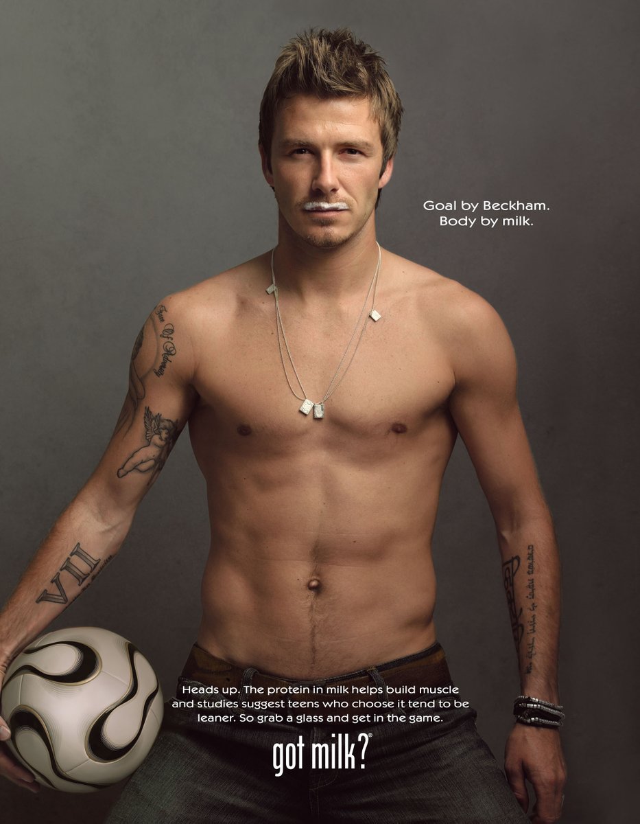 MilkAdMan's tweet photo. Not everyone wanted a milk mustache. Nike said yes, Tiger said no. Ringo wanted $1M. We let it be. Sharon Osbourne canceled Ozzie on us with two words: “Sue me.” But David Beckham? He was in. #milkmustachemonday #davidbeckham #annieleibovitz #milkmustache #gotmilk https://t.co/5COKvu9zxB